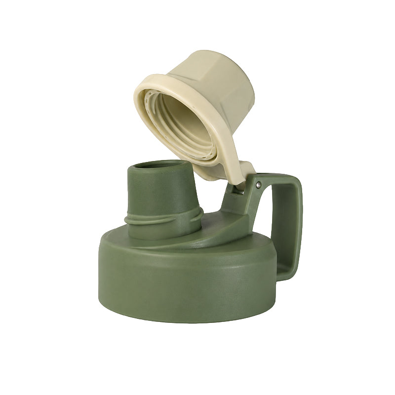 Large twist chug lid with handle, sage green base and cream spout cover